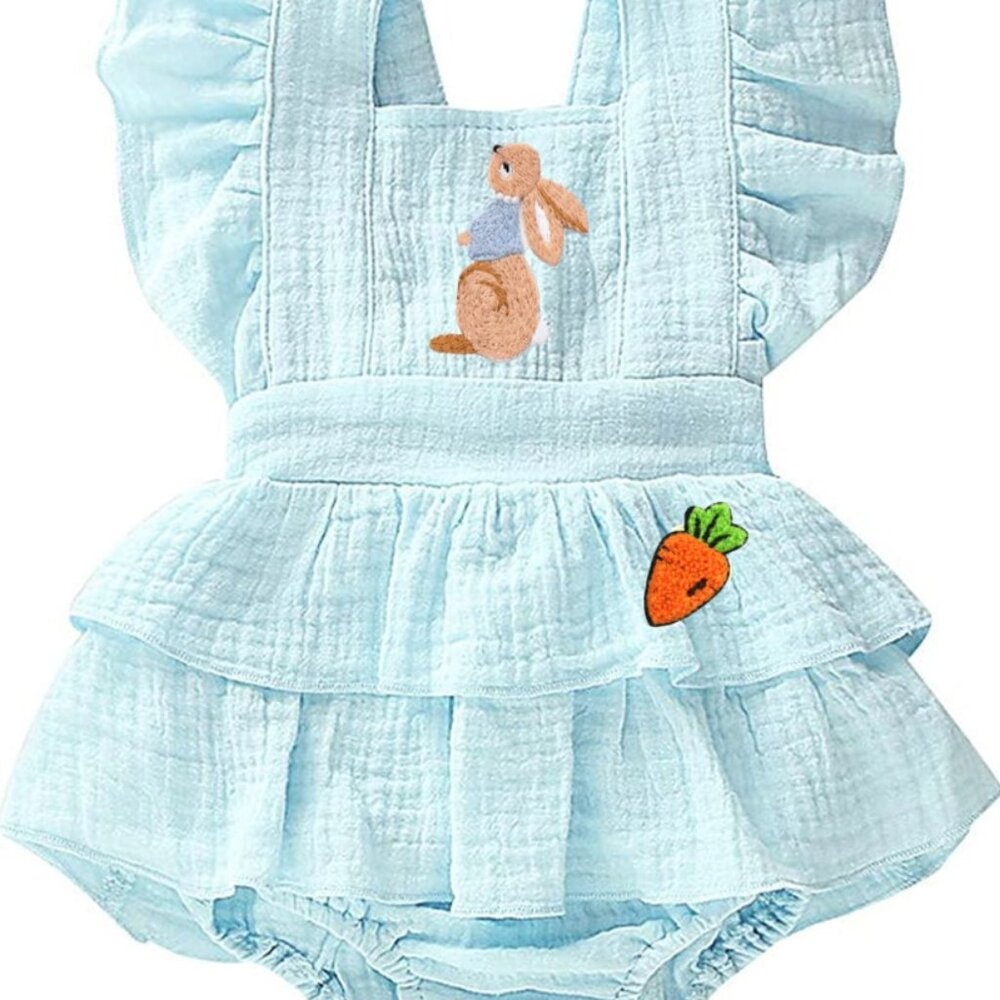 Peter rabbit Ruffles Romper Easter Birthday Outfit Dress Clothes Bodysuit